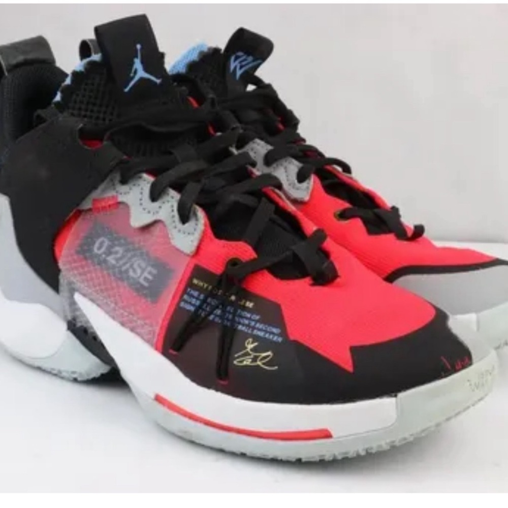 Jordan Kids' Red, Black and Light Blue Basketball Sneakers